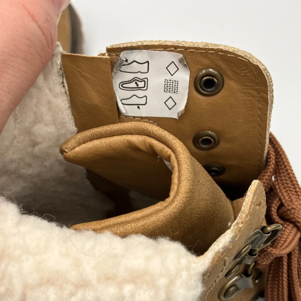 Walkx Kids Sherlong Lined Lace-Up Ankle Boots - Tan/ Medium Brown 34 EU / 2.5